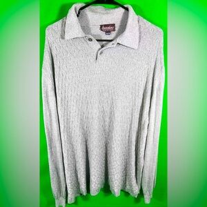 BARCELINO, Made In Italy- GRAY LONG SLEEVE PULLOVER POLO (SIZE-XXL)